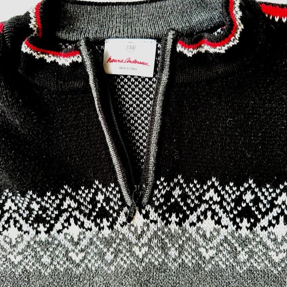 Hanna Andersson Nordic Fair Isle Sweater Unisex Kids Sz 5 110cm 1/4 Zip - Picture 5 of 12